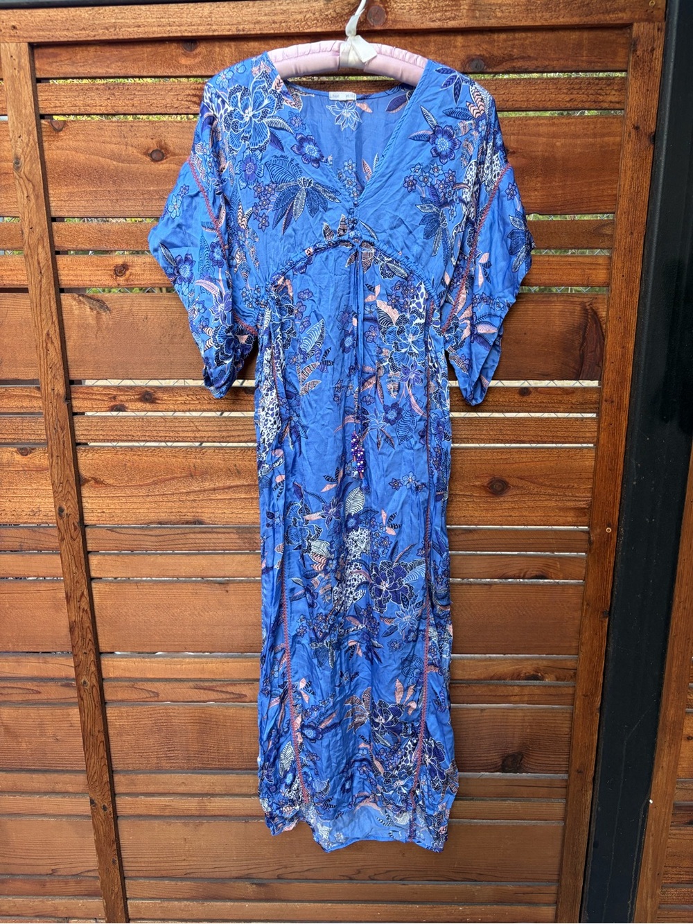 Poupette St. Barth Blue Floral V-Neck Maxi Dress